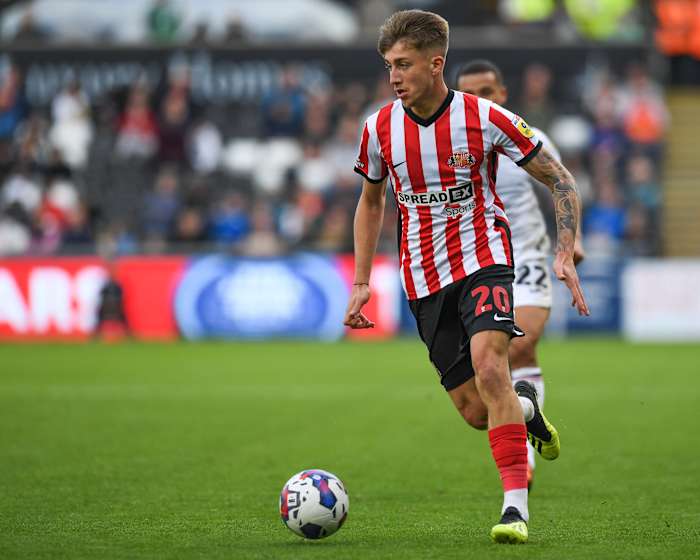 Jack Clarke in action for Sunderland at Swansea